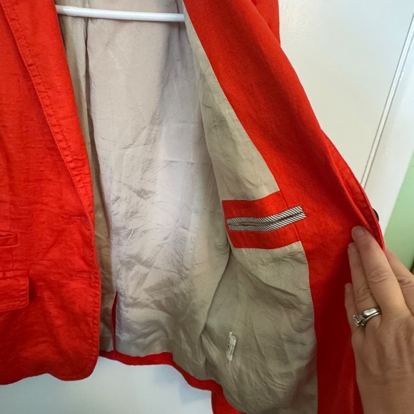 J.Crew Orange 100% Linen Schoolboy Blazer Jacket Casual Lined 37358 - Size 2! - Picture 4 of 7